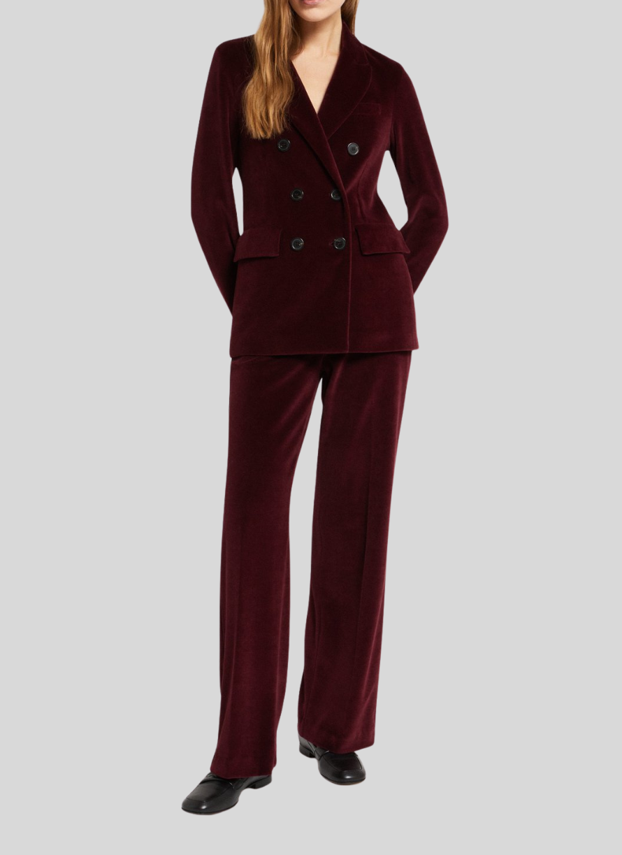 TRAJE OTTOD'AME TERCIOPELO CRUZADO BURDEOS