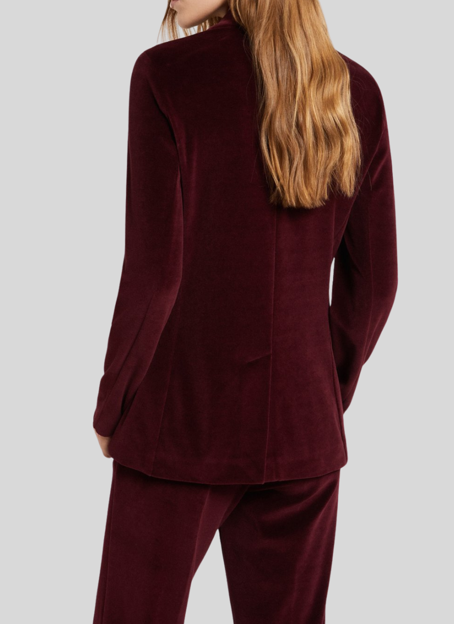 TRAJE OTTOD'AME TERCIOPELO CRUZADO BURDEOS